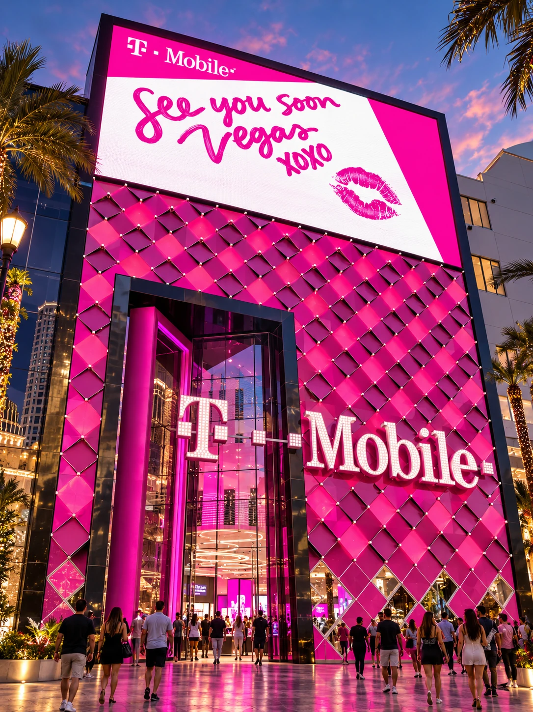 T-Mobile Las Vegas storefront with illuminated architectural glass